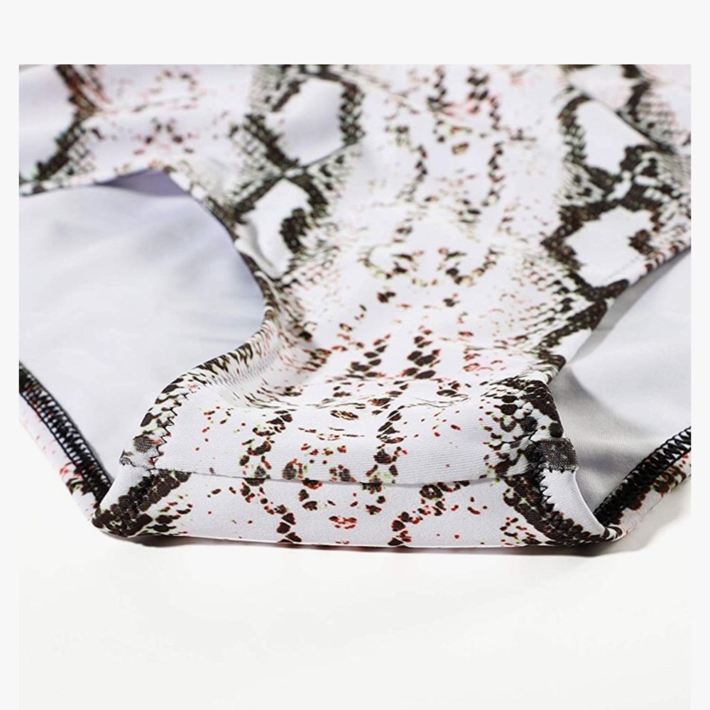 Women Front Cross Cutout One Piece Print Swimsuit - Picture 7 of 9
